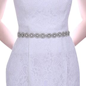 azaleas Women's Crystal Bridal Sash Belt Thin Wedding Belts Sash with Crystal for Wedding Dress