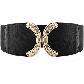 VOCHIC Wide Belt for Womens Ladies Elastic Stretch Interlock Buckle Thick Waist Band for Dress