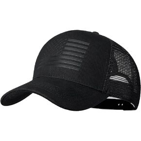 QYJ American Flag Trucker Hats, 3D Embossed hat for Men and Women - Adjustale Baseball Cap, Mesh Snap Back - for Daily Use
