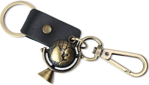 AuPra World Globe KeyChain Gift Women & Men Leather KeyRing Home Car Door Keys Holder Traveler Present in Kuwait