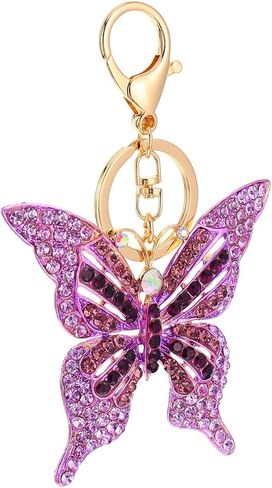 Butterfly Keychain Women Girls Cute Animal Insect Sparkling Keyring Car Handbag Pendant Bag Purse Charm in Saudi Arabia