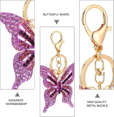 Butterfly Keychain Women Girls Cute Animal Insect Sparkling Keyring Car Handbag Pendant Bag Purse Charm in Saudi Arabia