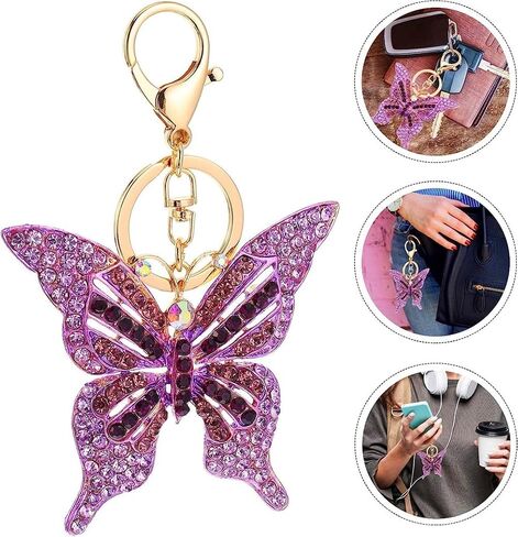 Butterfly Keychain Women Girls Cute Animal Insect Sparkling Keyring Car Handbag Pendant Bag Purse Charm in Saudi Arabia