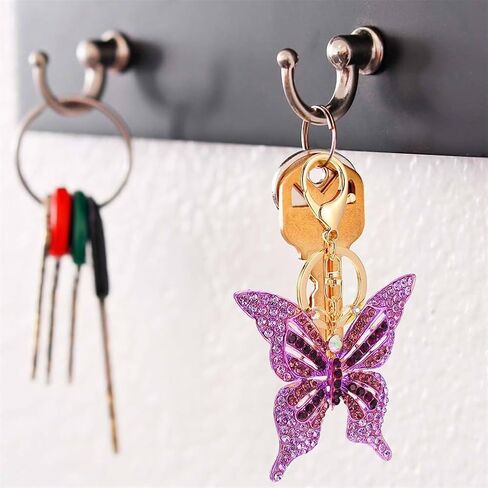 Butterfly Keychain Women Girls Cute Animal Insect Sparkling Keyring Car Handbag Pendant Bag Purse Charm in Saudi Arabia