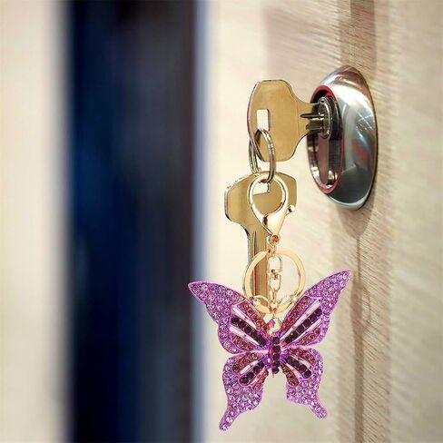Butterfly Keychain Women Girls Cute Animal Insect Sparkling Keyring Car Handbag Pendant Bag Purse Charm in Saudi Arabia