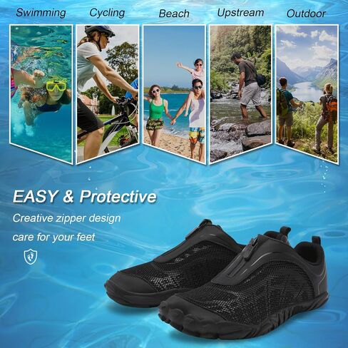 Scurtain Unisex Mens Womens Water Shoes Athletic Sports Aqua Shoes Barefoot Hiking Water Shoes Quick Dry Yoga Pool Swim Surf Beach Walking Shoes with Zipper in Saudi Arabia