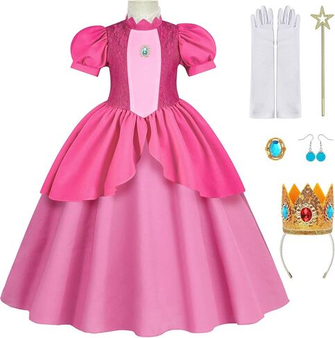 أزياء الأميرة الخوخ من PENDELY للفتيات، فستان الأميرة الخوخ للأطفال 6 7 8 9 10 11 12 سنة أزياء الهالوين التنكرية in Kuwait