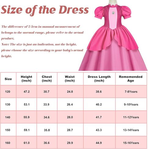 أزياء الأميرة الخوخ من PENDELY للفتيات، فستان الأميرة الخوخ للأطفال 6 7 8 9 10 11 12 سنة أزياء الهالوين التنكرية in Kuwait