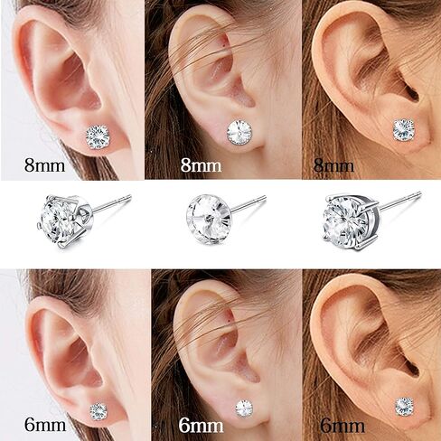 Sllaiss 3 أزواج من أقراط الكريستال النمساوية من الفضة الإسترليني عيار 925، 3 أنماط من المشابك المخلبية، مجموعة أقراط دائرية للنساء والرجال in Kuwait