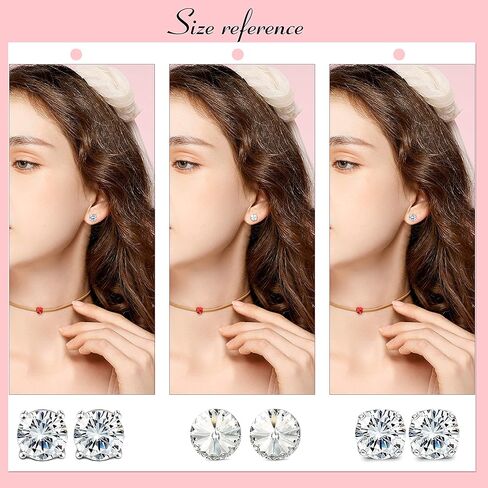 Sllaiss 3 أزواج من أقراط الكريستال النمساوية من الفضة الإسترليني عيار 925، 3 أنماط من المشابك المخلبية، مجموعة أقراط دائرية للنساء والرجال in Kuwait