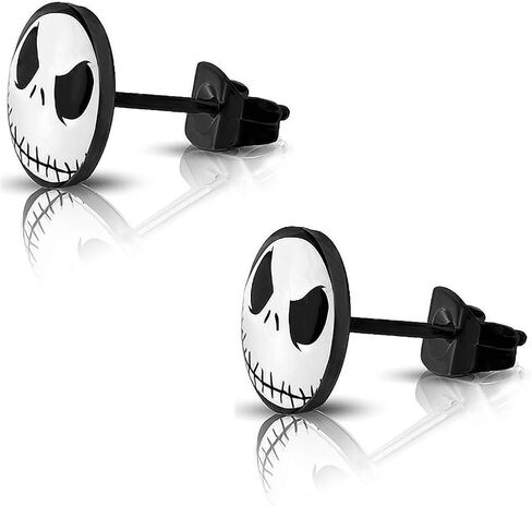 316L الجراحية الفولاذ المقاوم للصدأ جاك Skellington دائرة مستديرة زر مسمار آخر أقراط (10 مللي متر) in Kuwait