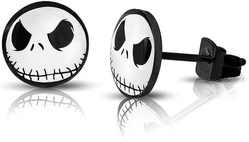 316L الجراحية الفولاذ المقاوم للصدأ جاك Skellington دائرة مستديرة زر مسمار آخر أقراط (10 مللي متر) in Kuwait