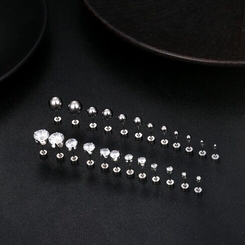 ORAZIO 6-12Pairs التيتانيوم شقة الظهر أقراط للنساء الرجال الفتيات الكرة الصغيرة مكعب زركونيا الأقراط الأزرار الجراحية الفولاذ المقاوم للصدأ 20G الغضروف أقراط هيبوالرجينيك أقراط مسطحة ثقب المجوهرات in Saudi Arabia