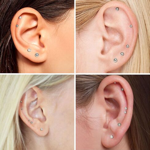 ORAZIO 6-12Pairs التيتانيوم شقة الظهر أقراط للنساء الرجال الفتيات الكرة الصغيرة مكعب زركونيا الأقراط الأزرار الجراحية الفولاذ المقاوم للصدأ 20G الغضروف أقراط هيبوالرجينيك أقراط مسطحة ثقب المجوهرات in Saudi Arabia
