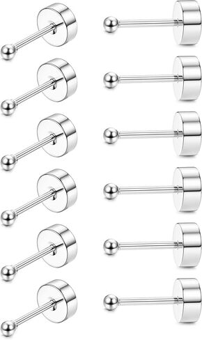 ORAZIO 6-12Pairs التيتانيوم شقة الظهر أقراط للنساء الرجال الفتيات الكرة الصغيرة مكعب زركونيا الأقراط الأزرار الجراحية الفولاذ المقاوم للصدأ 20G الغضروف أقراط هيبوالرجينيك أقراط مسطحة ثقب المجوهرات in Saudi Arabia