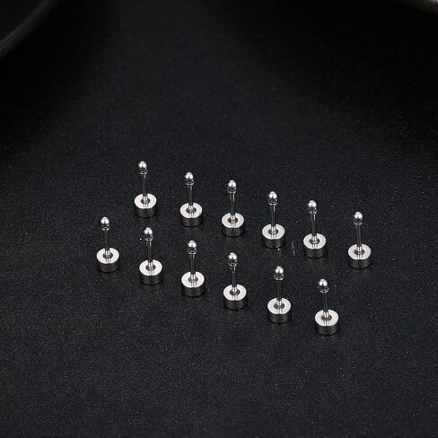 ORAZIO 6-12Pairs التيتانيوم شقة الظهر أقراط للنساء الرجال الفتيات الكرة الصغيرة مكعب زركونيا الأقراط الأزرار الجراحية الفولاذ المقاوم للصدأ 20G الغضروف أقراط هيبوالرجينيك أقراط مسطحة ثقب المجوهرات in Saudi Arabia