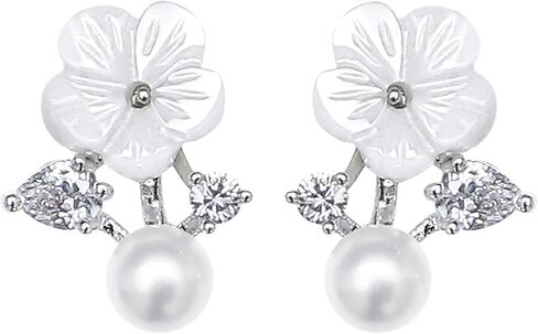 925 Sterling Silver Daisy Flower Pearl Earrings_WK90145 in Saudi Arabia