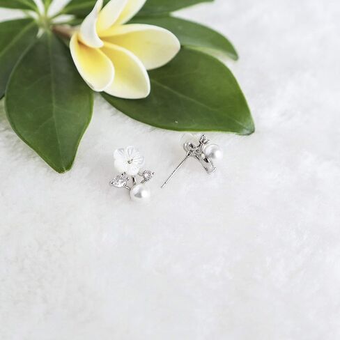 925 Sterling Silver Daisy Flower Pearl Earrings_WK90145 in Saudi Arabia