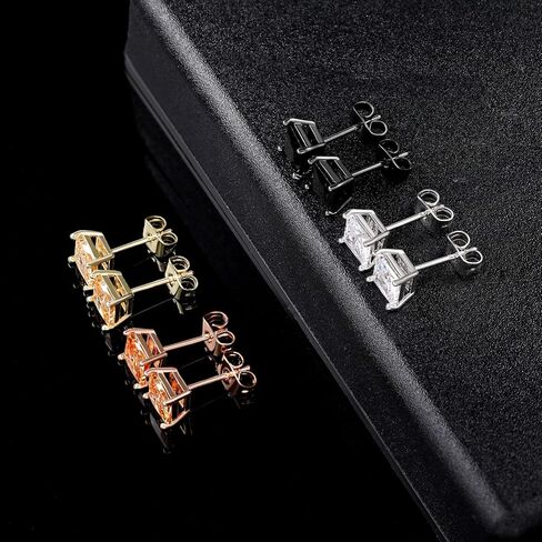 Pack of Square Colorful CZ Earrings 18K Gold Plated Hypoallergenic in Kuwait