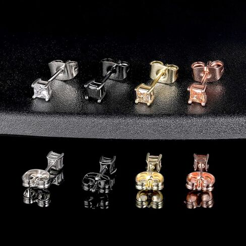 Pack of Square Colorful CZ Earrings 18K Gold Plated Hypoallergenic in Kuwait