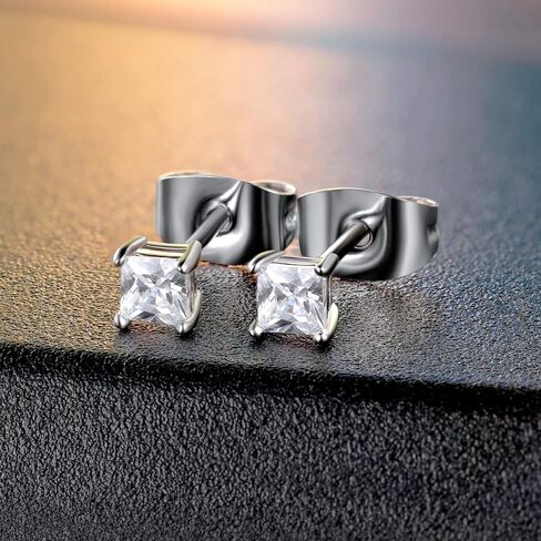 Pack of Square Colorful CZ Earrings 18K Gold Plated Hypoallergenic in Kuwait