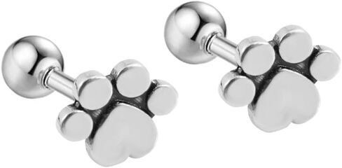 16G Dog Paw Print Helix Stud Earrings 316L Surgical Stainless Steel for Women Girls Men Unisex Cartilage Cat Kitten Puppy Animal Pet Tragus Screw Back Ball Barbell Studs Earring Cute Jewelry Gifts Hypoallergenic in Saudi Arabia