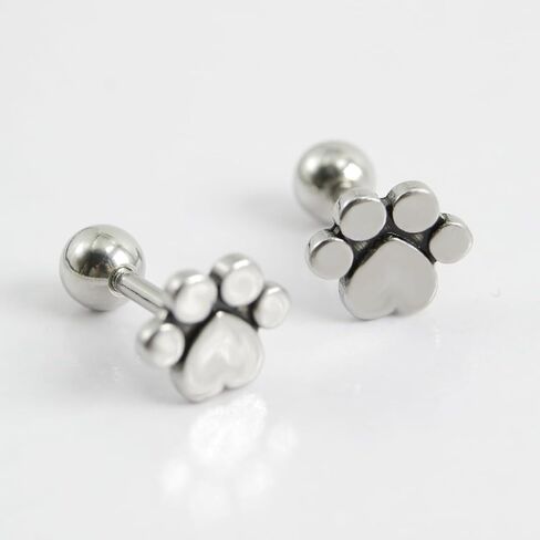 16G Dog Paw Print Helix Stud Earrings 316L Surgical Stainless Steel for Women Girls Men Unisex Cartilage Cat Kitten Puppy Animal Pet Tragus Screw Back Ball Barbell Studs Earring Cute Jewelry Gifts Hypoallergenic in Saudi Arabia