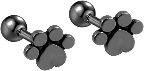 16G Dog Paw Print Helix Stud Earrings 316L Surgical Stainless Steel for Women Girls Men Unisex Cartilage Cat Kitten Puppy Animal Pet Tragus Screw Back Ball Barbell Studs Earring Cute Jewelry Gifts Hypoallergenic in Saudi Arabia