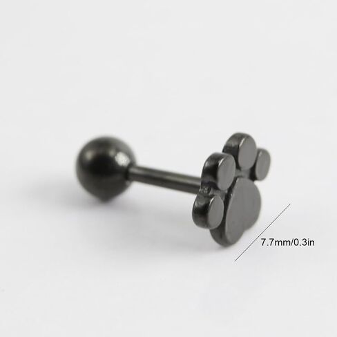 16G Dog Paw Print Helix Stud Earrings 316L Surgical Stainless Steel for Women Girls Men Unisex Cartilage Cat Kitten Puppy Animal Pet Tragus Screw Back Ball Barbell Studs Earring Cute Jewelry Gifts Hypoallergenic in Saudi Arabia
