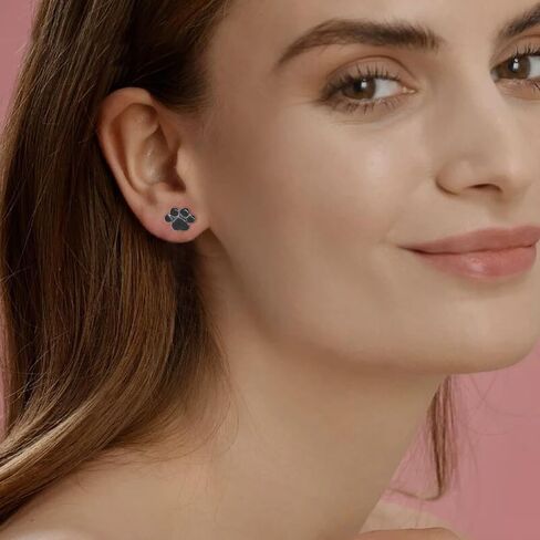 16G Dog Paw Print Helix Stud Earrings 316L Surgical Stainless Steel for Women Girls Men Unisex Cartilage Cat Kitten Puppy Animal Pet Tragus Screw Back Ball Barbell Studs Earring Cute Jewelry Gifts Hypoallergenic in Saudi Arabia