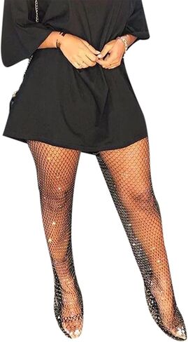 Suillty Women Glitter Rhinestone Mesh Sheer Pants Shiny See Through Leggings Beach Cover Ups Rave Festival Trousers in Saudi Arabia