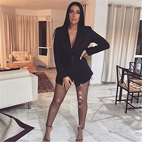 Suillty Women Glitter Rhinestone Mesh Sheer Pants Shiny See Through Leggings Beach Cover Ups Rave Festival Trousers in Saudi Arabia