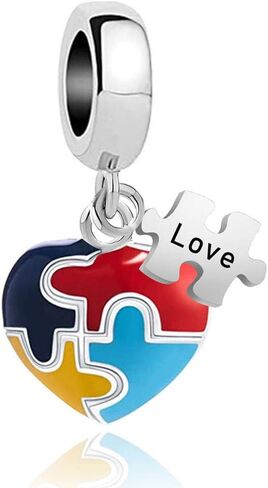 Autism Awareness Charms for Bracelets Heart Love Puzzle Piece Charm Compatible with Pandora Bracelets in Saudi Arabia