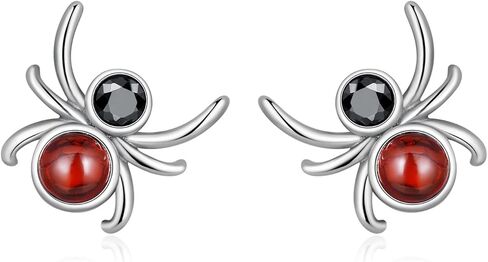 Tiny Spider Stud Earrings Sterling Silver 925 Red Crysal Cubic Zirconia Vintage Insect Spider Cartilage Tragus Earrings Piercing Studs Halloween Jewelry Gifts for Women Girls Men in Saudi Arabia