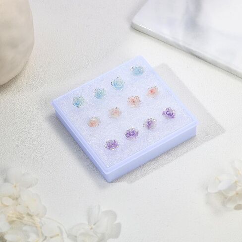 AoedeJ 6 Pairs Plastic Earrings Flowers Studs Plastic Earrings for Sensitive Ears Plastic Butterfly Earrings Plastic Post Earrings for Girls in Kuwait