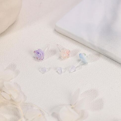 AoedeJ 6 Pairs Plastic Earrings Flowers Studs Plastic Earrings for Sensitive Ears Plastic Butterfly Earrings Plastic Post Earrings for Girls in Kuwait