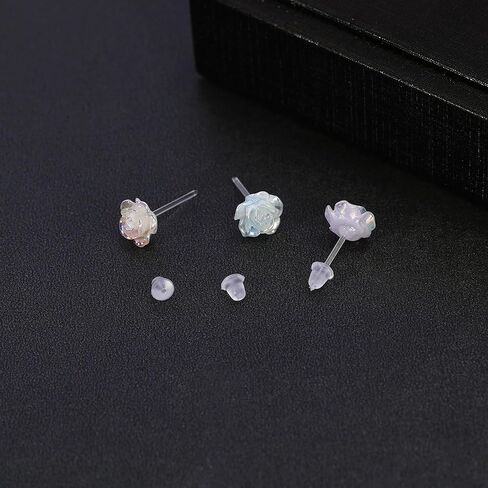 AoedeJ 6 Pairs Plastic Earrings Flowers Studs Plastic Earrings for Sensitive Ears Plastic Butterfly Earrings Plastic Post Earrings for Girls in Kuwait