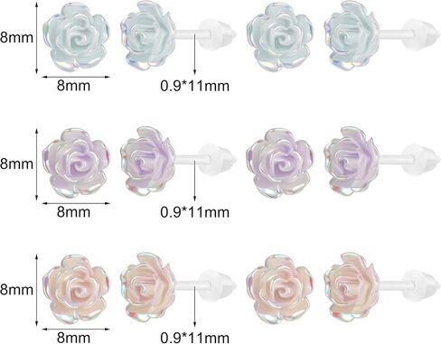 AoedeJ 6 Pairs Plastic Earrings Flowers Studs Plastic Earrings for Sensitive Ears Plastic Butterfly Earrings Plastic Post Earrings for Girls in Kuwait