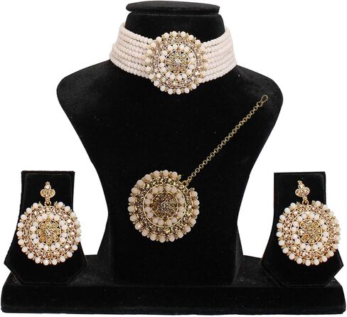 قلادة على الطراز الهندي، مجموعة قلادة مع حلق ومانغ تيكا in Kuwait