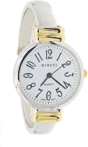 Women's Classic Easy Read Bangle Cuff Watch (Two Tone) in Kuwait
