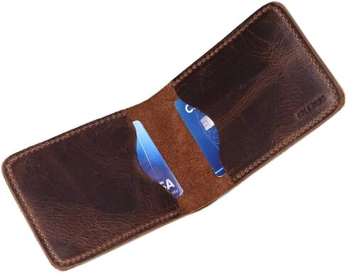 Hide & Drink, Horizontal Bi-Fold Leather Wallet, Holds Up to 8 Cards Plus Flat Bills/Money Organizer/Travel Essentials, Handmade Includes 101 Year Warranty :: Bourbon Brown in Saudi Arabia