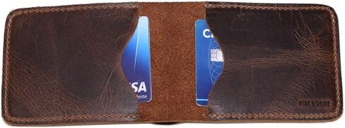 Hide & Drink, Horizontal Bi-Fold Leather Wallet, Holds Up to 8 Cards Plus Flat Bills/Money Organizer/Travel Essentials, Handmade Includes 101 Year Warranty :: Bourbon Brown in Saudi Arabia