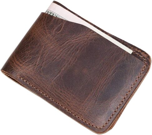 Hide & Drink, Horizontal Bi-Fold Leather Wallet, Holds Up to 8 Cards Plus Flat Bills/Money Organizer/Travel Essentials, Handmade Includes 101 Year Warranty :: Bourbon Brown in Saudi Arabia
