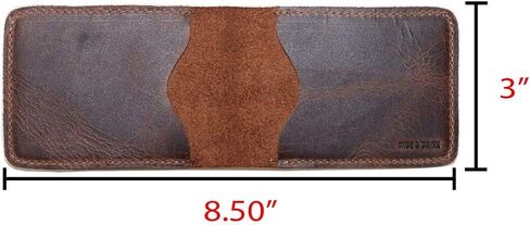 Hide & Drink, Horizontal Bi-Fold Leather Wallet, Holds Up to 8 Cards Plus Flat Bills/Money Organizer/Travel Essentials, Handmade Includes 101 Year Warranty :: Bourbon Brown in Saudi Arabia