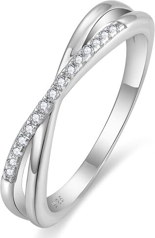 Stackable Ring for Women 925 Sterling Silver X Criss Ring Wedding Eternity Band Birthstone Jewelry Size 5-10 in Saudi Arabia