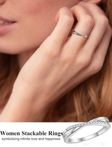 Stackable Ring for Women 925 Sterling Silver X Criss Ring Wedding Eternity Band Birthstone Jewelry Size 5-10 in Saudi Arabia