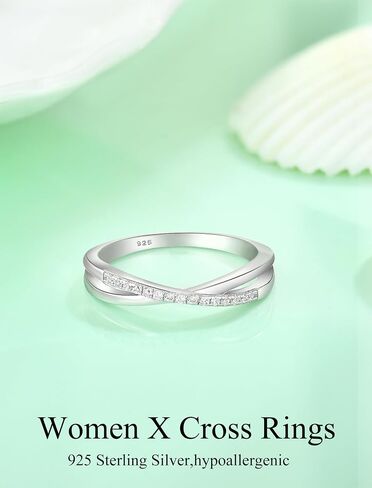 Stackable Ring for Women 925 Sterling Silver X Criss Ring Wedding Eternity Band Birthstone Jewelry Size 5-10 in Saudi Arabia