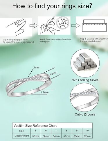 Stackable Ring for Women 925 Sterling Silver X Criss Ring Wedding Eternity Band Birthstone Jewelry Size 5-10 in Saudi Arabia