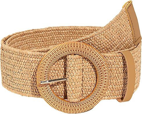 GORGLITTER Women's Straw Woven Belt Elastic Waist Belt Boho Buckle Dress Buckle Belts in Saudi Arabia