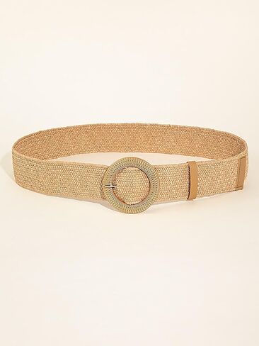 GORGLITTER Women's Straw Woven Belt Elastic Waist Belt Boho Buckle Dress Buckle Belts in Saudi Arabia